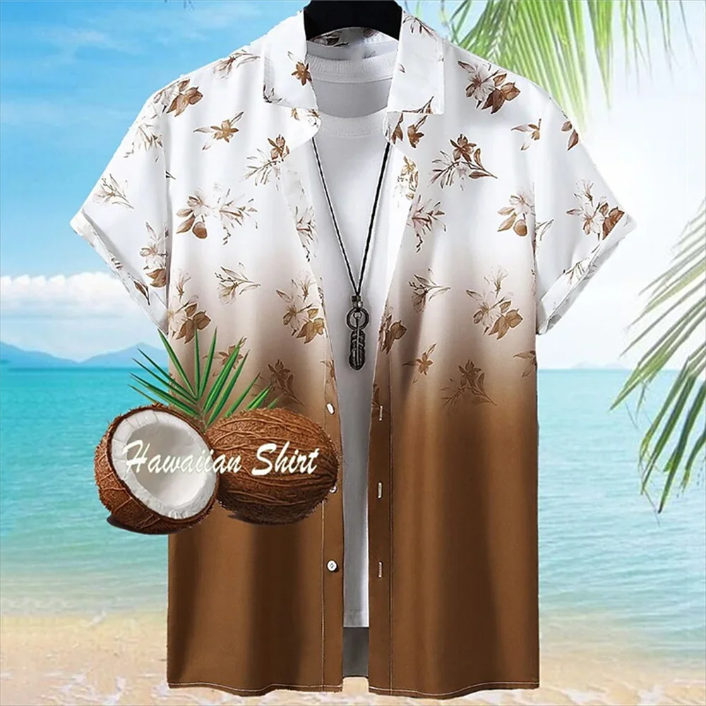 Кокосовая пальма Графическая мужская рубашка Лето Мужская рубашка оверсайз С коротким рукавом Отпуск Мужская повседневная пляжная одежда Лацкан Пуговицы Верхняя одежда