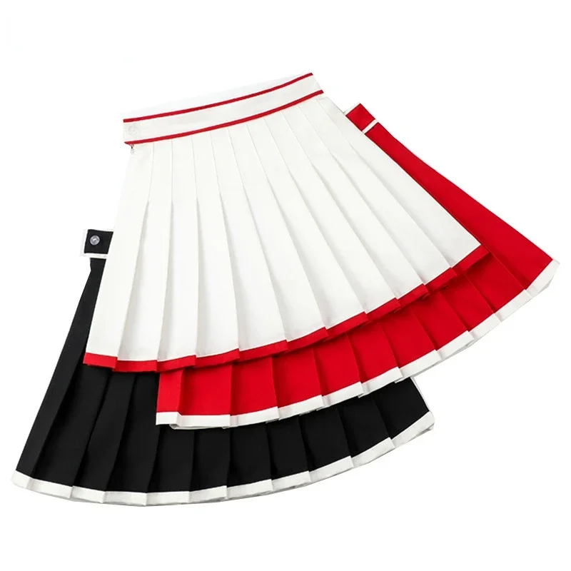 Костюм для гольфа, женская плиссированная юбка, модное платье весны и осени, полосатая юбка с завышенной талией и узкая юбка А-силуэта, белый, черный, серый