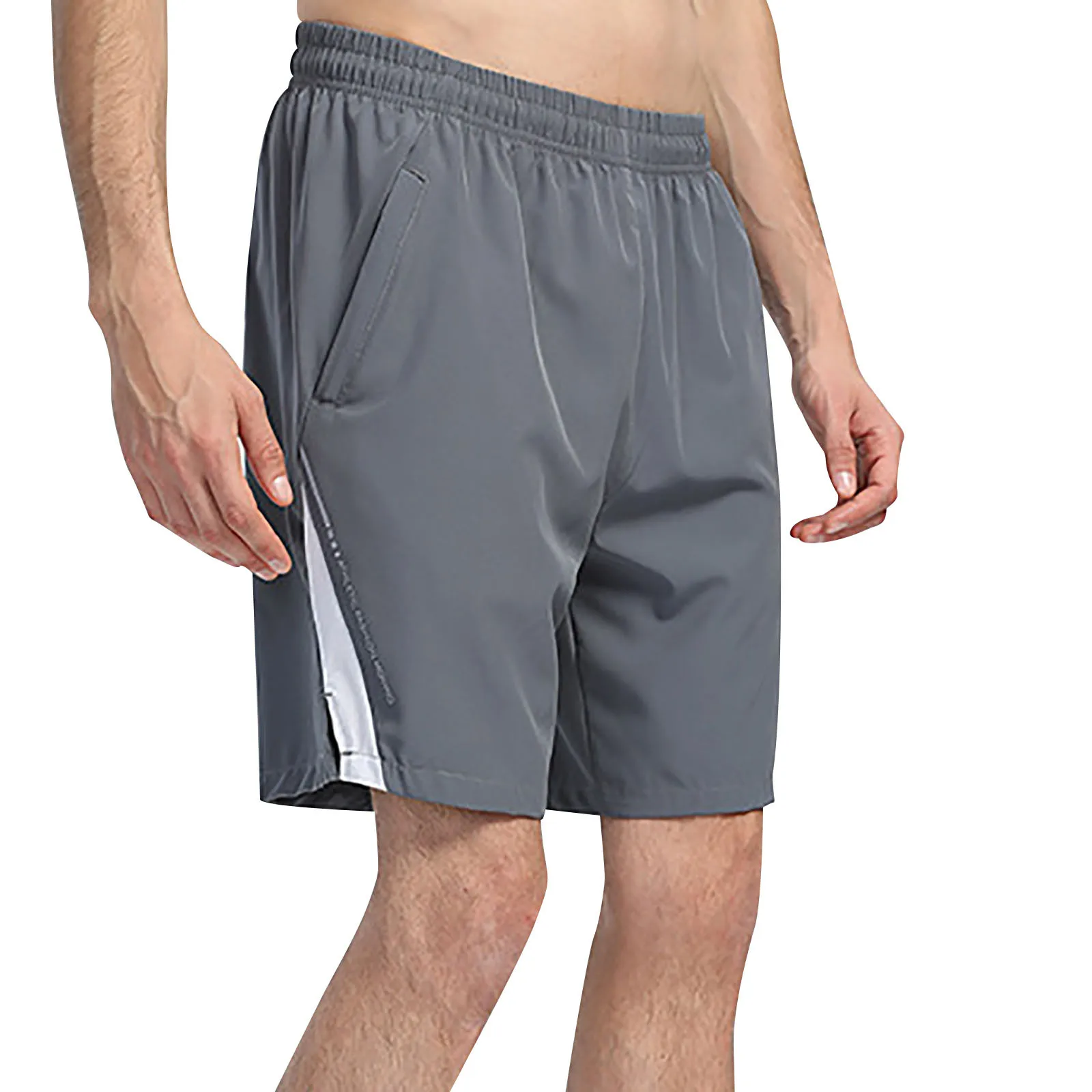 Мужские спортивные шорты Стильные контрастные цвета Сращивание Прямые плавки Двойной карман Эластичные дышащие шорты Повседневные брюки