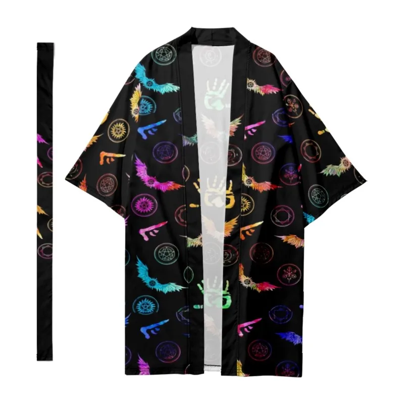Мужское японское длинное кимоно Традиционное готическое кимоно Кардиган Харадзюку Самурайские халаты Кимоно Рубашка Юката Куртка Плащ