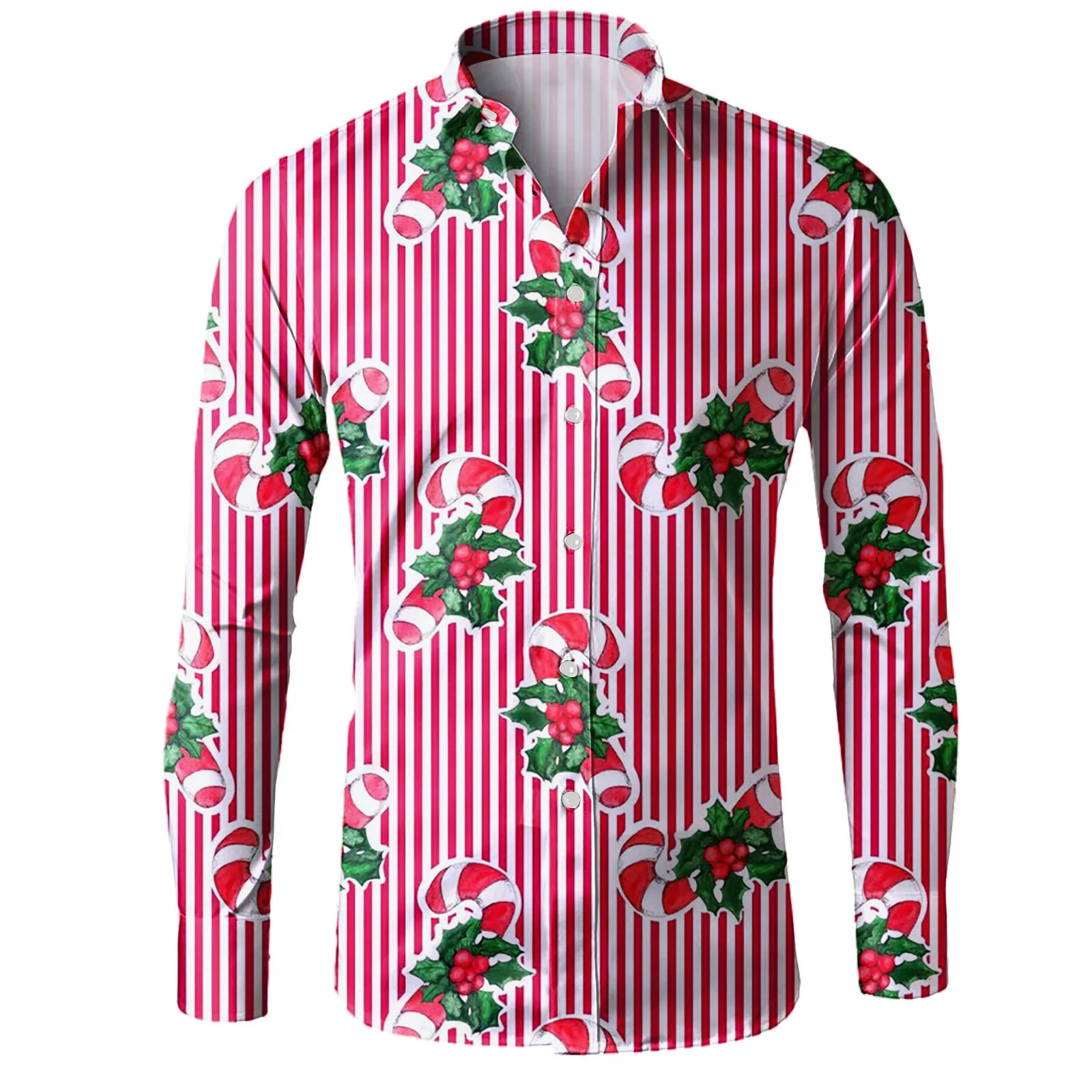 Мужчины Повседневные С длинным рукавом Осень Зима Рождество Рубашки с 3D-печатью Мода Топ Европейский Американский Стиль Модные Рубашки Топы Свободные