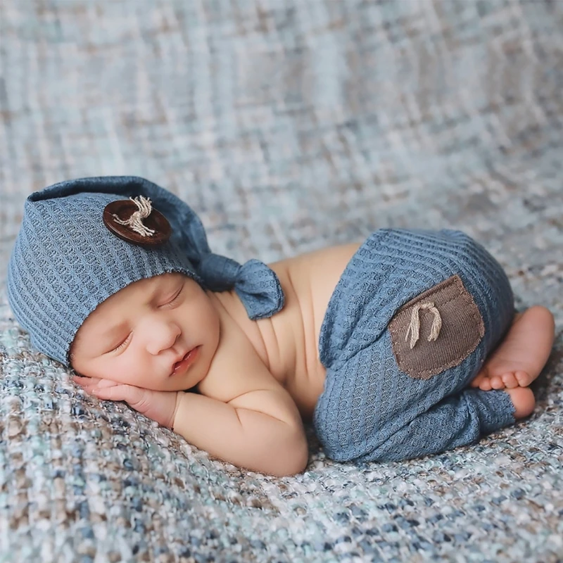 Набор реквизита для фотографии новорожденного ребенка Прекрасная шляпа и брюки Детская родимая шапка и брюки Набор для памятных фотосессий