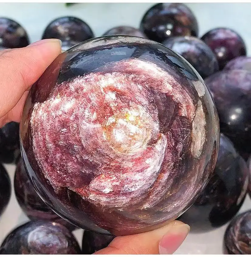 Натуральный высококачественный лепидолитовый шар фиолетовая слюда драгоценный камень шар лечебный кристалл кварц ювелирные изделия Ziyun Mother Rock Домашний декор