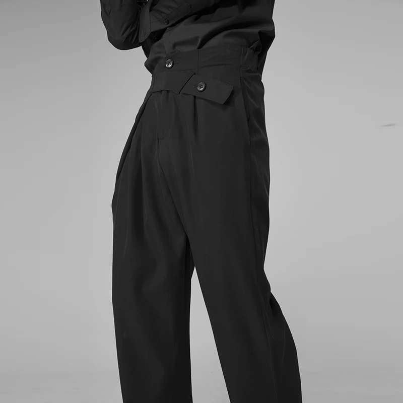  Ниша Дизайн Sense Мода Тренд High Street Прямые брюки Индивидуальность Slim Slim Dark Casual Брюки для мужчин