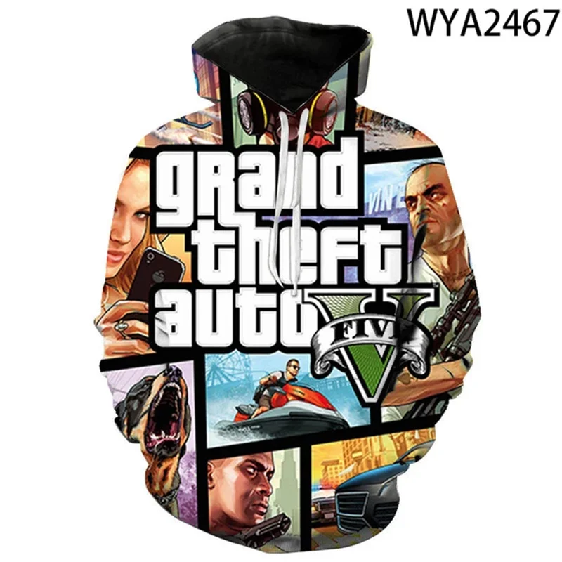 Новая 3D-печатная толстовка с капюшоном для игры Grand Theft Auto Gta 4/5 для мужчин и женщин с капюшоном
