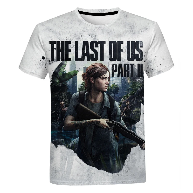 Новая игровая футболка Модная повседневная с коротким рукавом The Last of Us Part 2 Печатная 3D-футболка для мужчин и женщин Летние футболки оверсайз