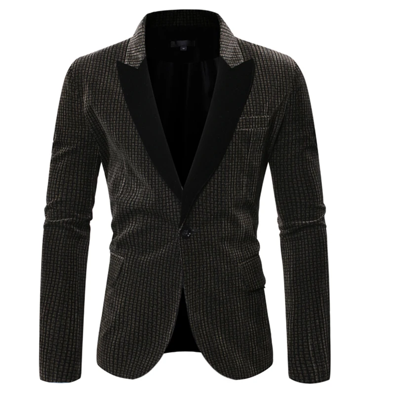 Новый блейзер Мужская куртка Повседневная мужская куртка на одной пуговице Английский стиль Свадебное платье Костюмы terno masculino