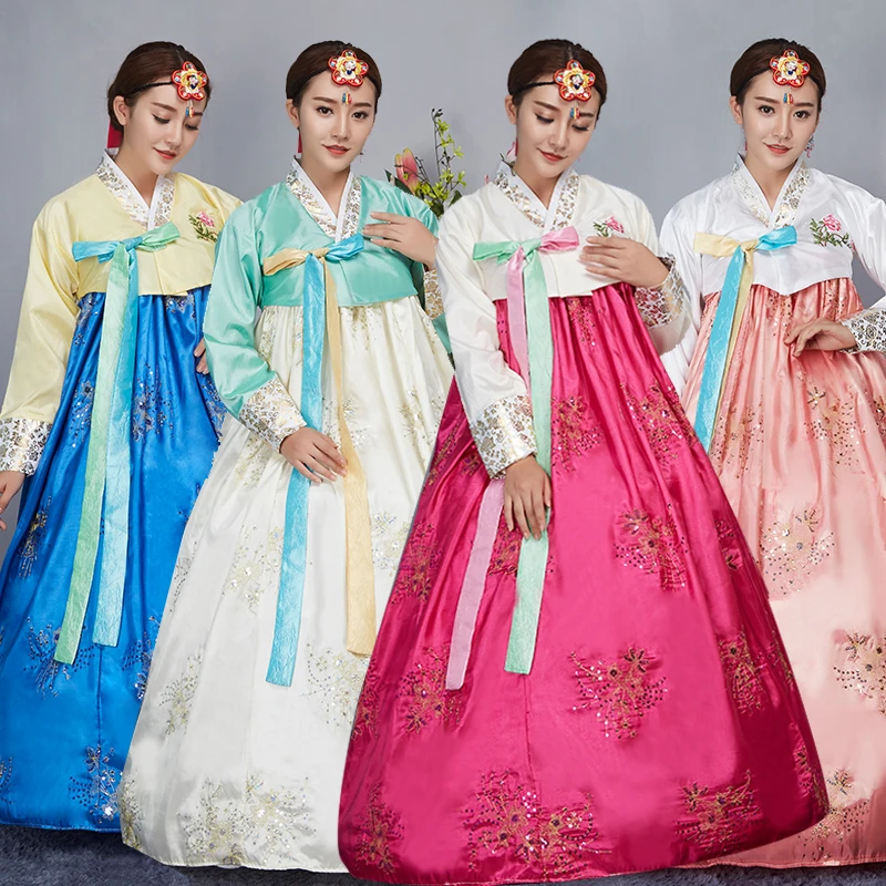 Новый роскошный традиционный корейский ханбок этнический с длинным рукавом корейская одежда женская вышивка ханбок древняя одежда 4 цвета