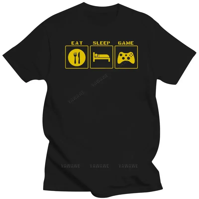 Новый черный мужской топ с коротким рукавом Eat Sleep Game Рубашки для видеоигр Забавные футболки Футболка M Xl 2xl 3xl Хлопковая футболка унисекс