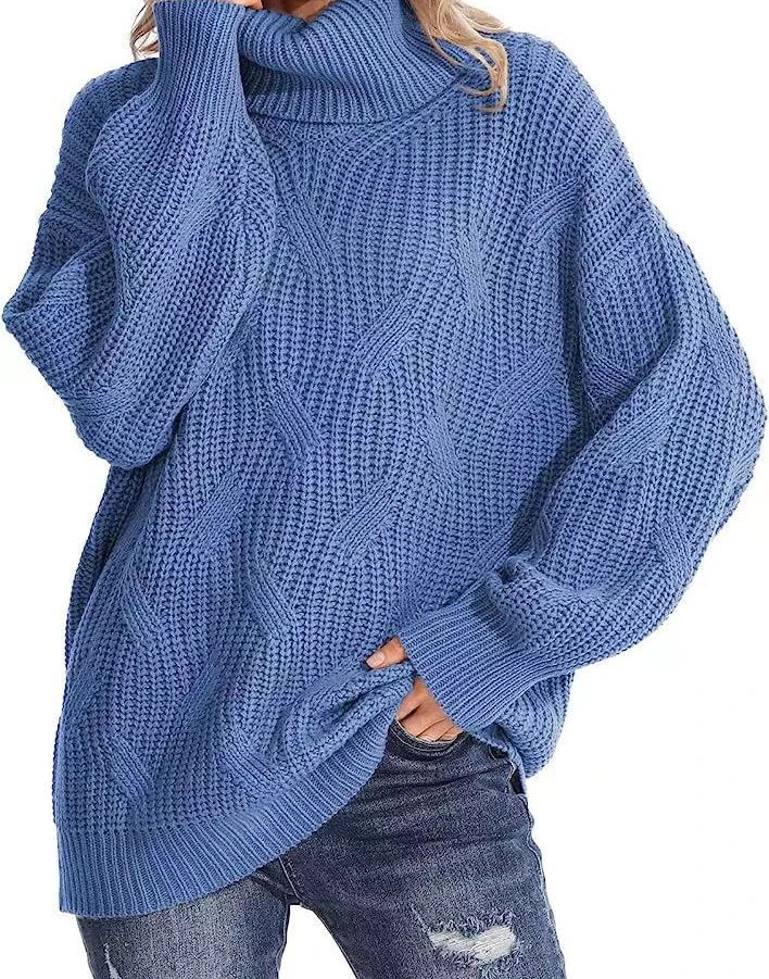  Осенне-зимний теплый свитер с пуловером Женский 2023 Мода Универсальный свободный крой с высоким воротником Трикотажный топ с длинными рукавами Уличная одежда