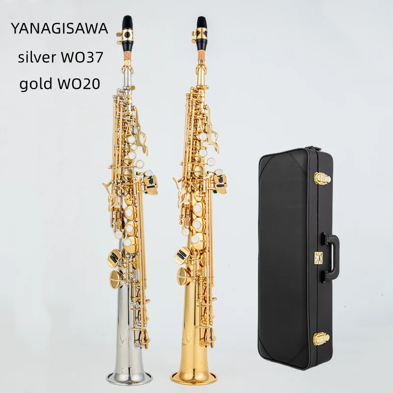 Сделано в Японии Сопрано-саксофон WO37 Серебряный золотой ключ с футляром Саксофон Сопрано Мундштук Лигатура Трости Гриф