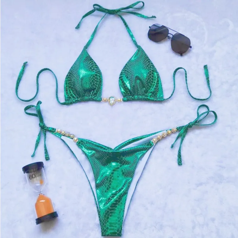 сексуальные глянцевые бикини купальники со стразами женские купальники пуш-ап бразильское бикини пляжная одежда для купания
