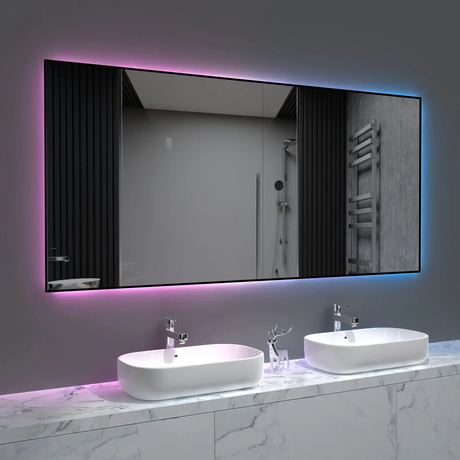  Современные китайские зеркала для ванной комнаты Анти-туман Светодиодное декоративное настенное зеркало Безрамные зеркала для ванной комнаты Производители