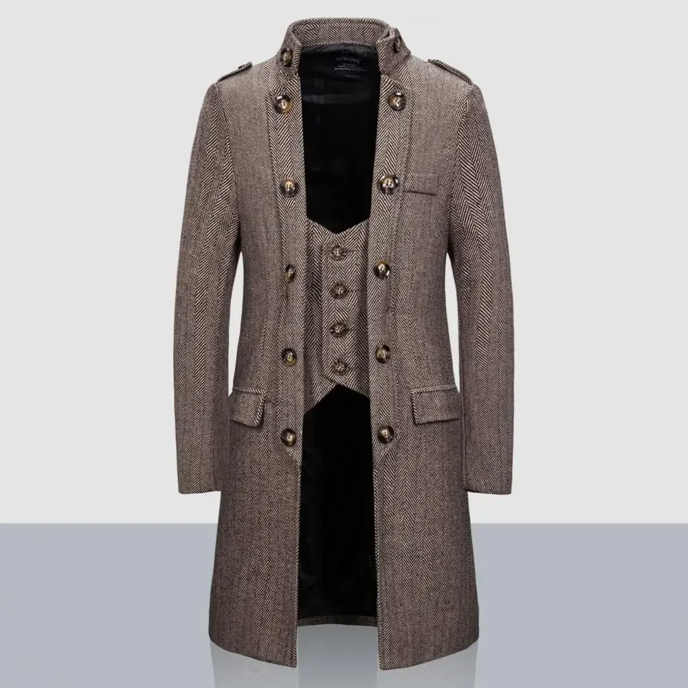  Стильное мужское пальто для верхней одежды Моющиеся мужские ветровки Slim Fit Fake Two Piece Coldproof Верхняя одежда Пальто Ветрозащитное