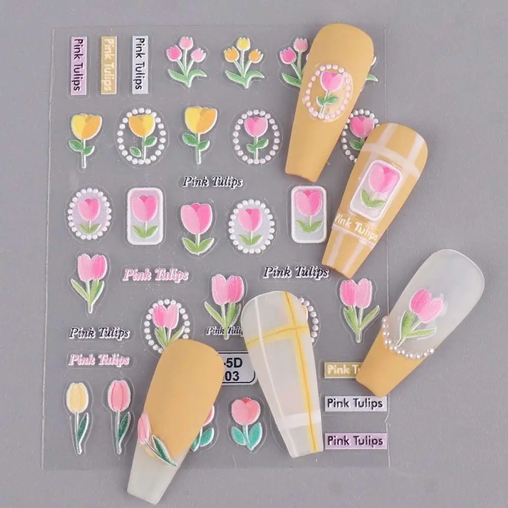 тюльпаны цветок наклейки для ногтей красочные листья цветочные наклейки наклейки для ногтей розы украшения для ногтей DIY Нейл-арт