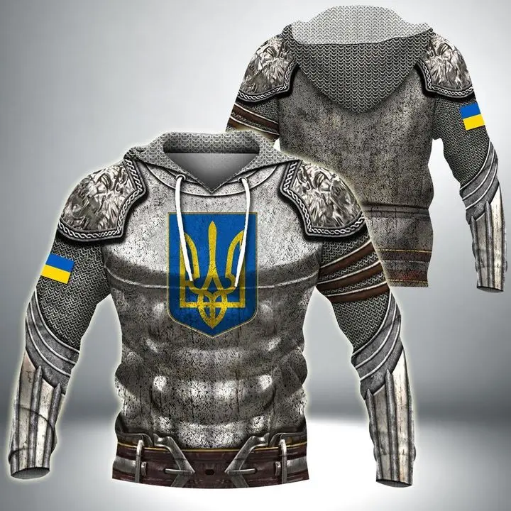 Украина Трезубец 3D Толстовка с капюшоном Мода Ретро Украинский флаг Толстовка 3D-печать Повседневный свитер Пара Личность Пуловер