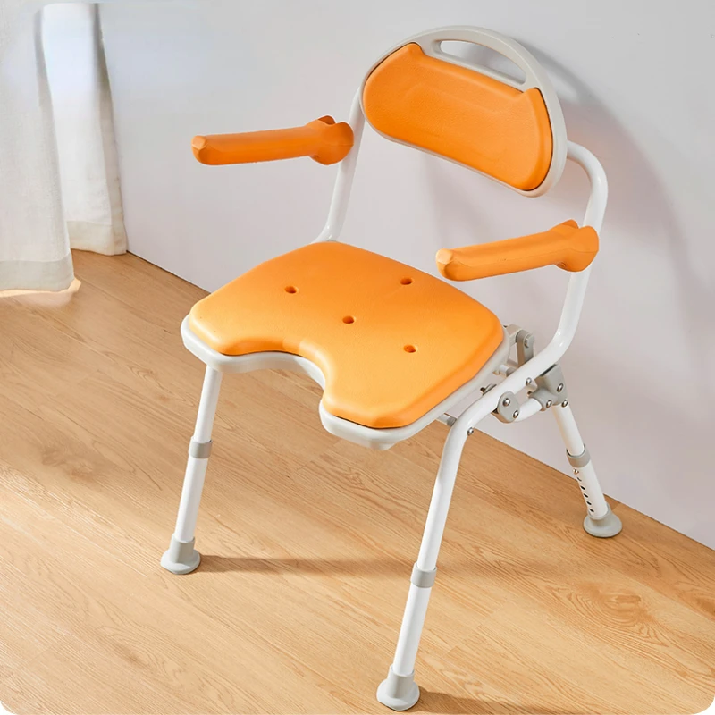 Устойчивые стулья для душа с защитой от опрокидывания Складное хранение Противоскользящий стул для ванны Регулируемый ход Гемиплегический стул для ванны пожилых людей