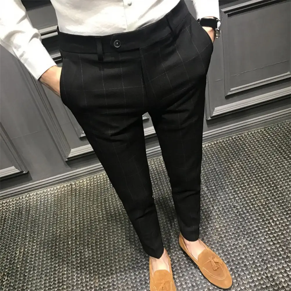 Фантастические мужские костюмные брюки Простые узкие брюки Износостойкие мужские костюмные брюки