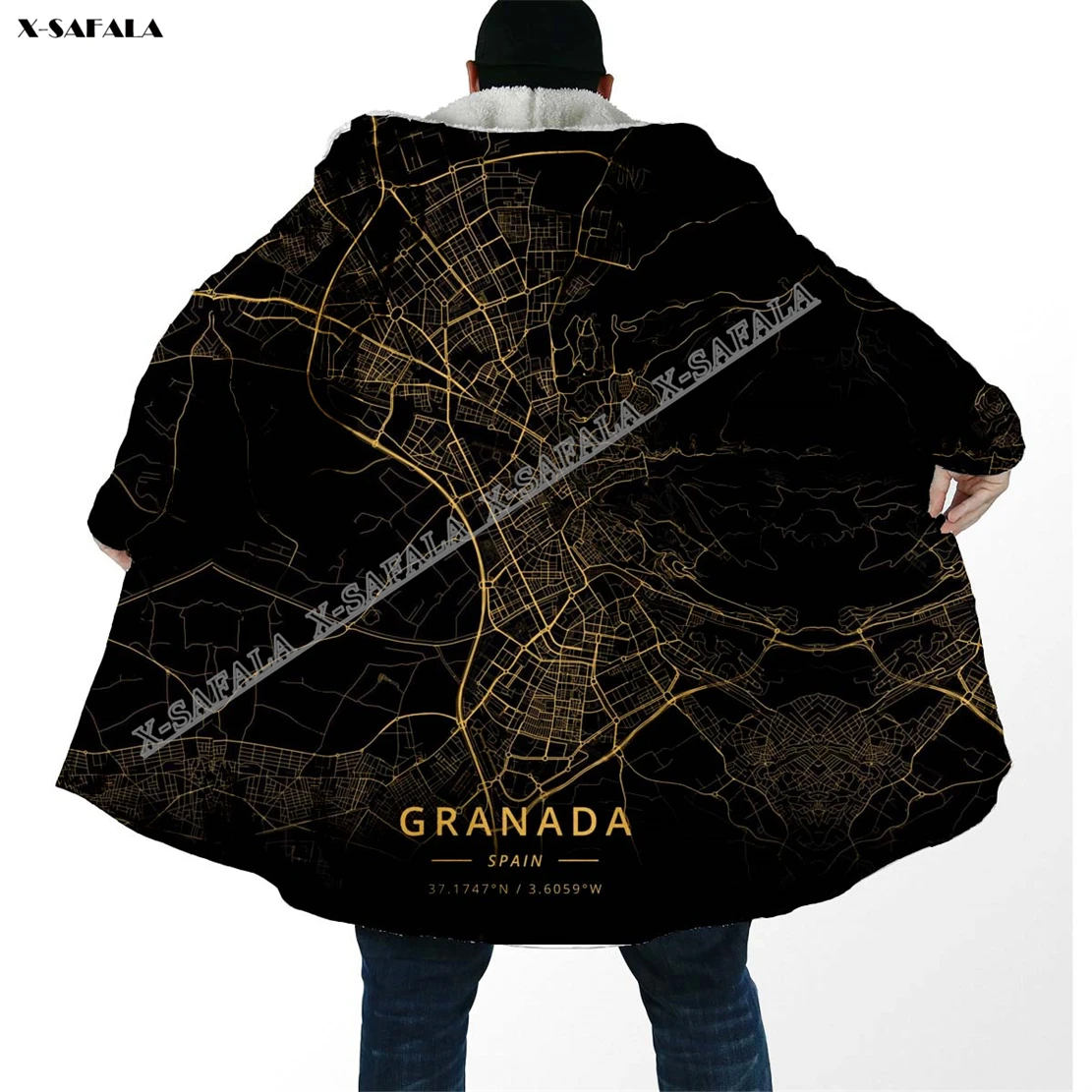 Швейцария Испания Бельгия Германия Викинг Карта Татуировка 3D-печатный плащ Толстый зимний теплый одеяло с капюшоном Пальто Мужчины Женская куртка