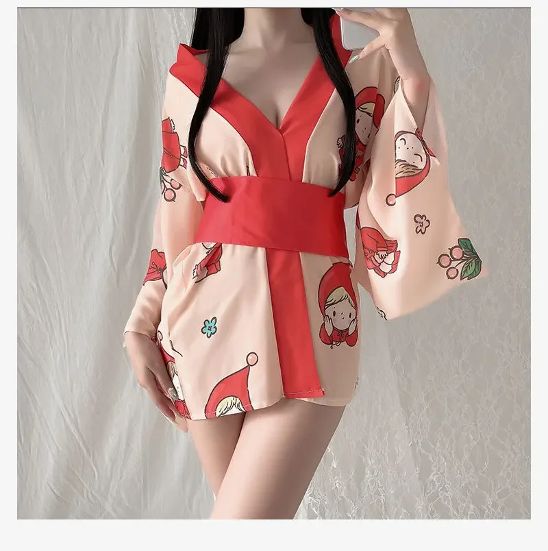 Японское кимоно для женщин Очаровательный кавайный Аниме Косплей Пижама Фея Халат Сексуальная Гейша Винтаж Корейское Традиционное Платье